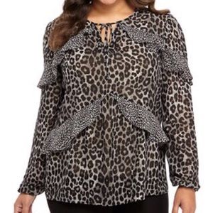 Michael Kors Plus Size Mixed Cheetah Print Blouse